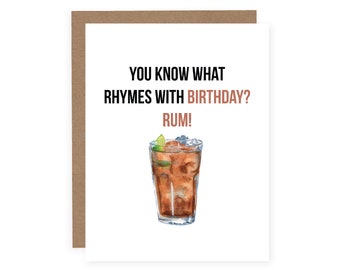 Carte D Anniversaire Rhum Etsy