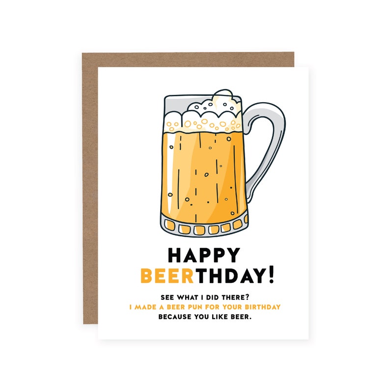 Happy Beerthday Beer Card Beer Birthday Card Birthday | Etsy