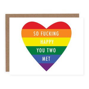 So Fucking Happy You Two Met Pride Card - Pride Wedding Card - Pride Love Card - Gay Wedding Card - Lesbian Wedding Card