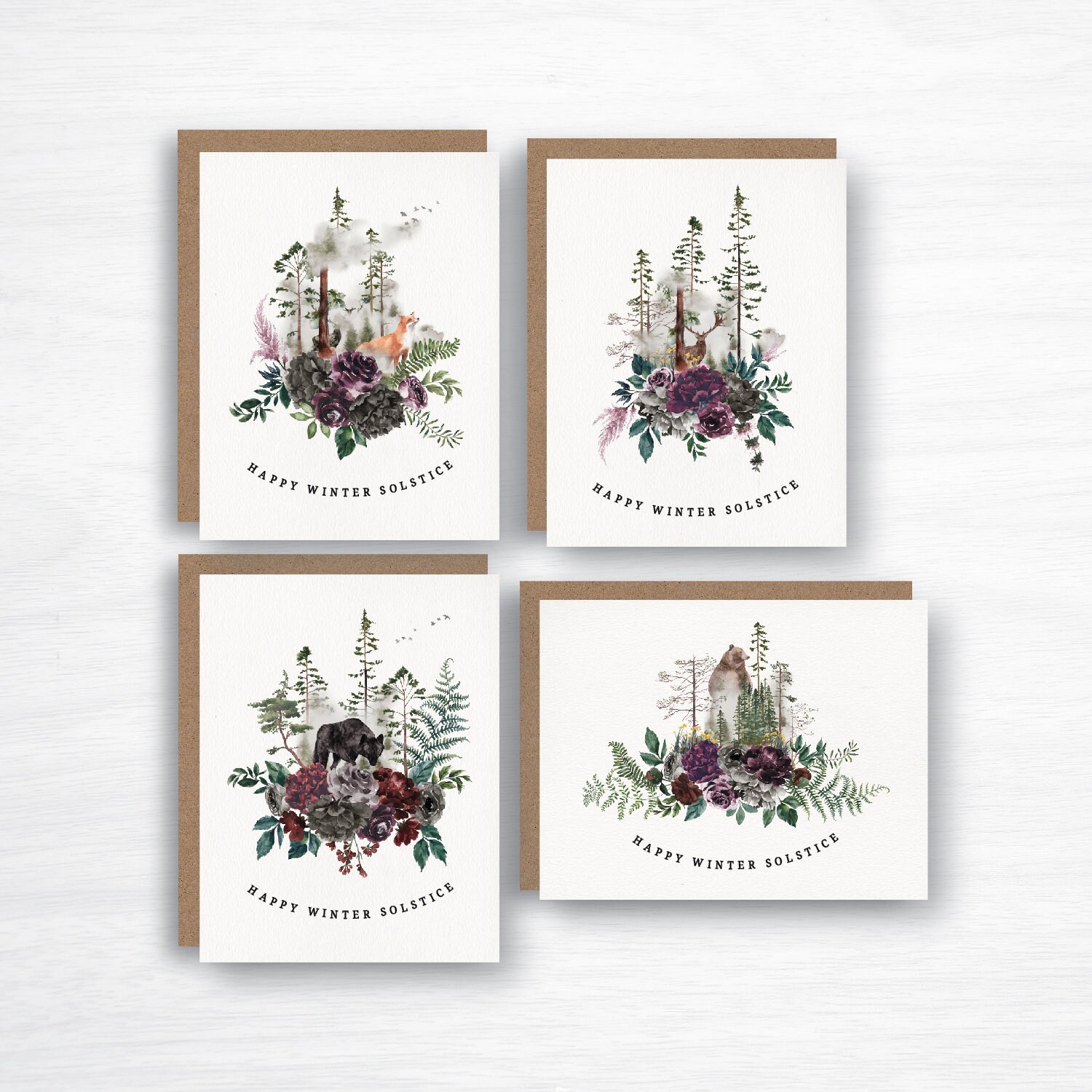 Winter Solstice Card Set Winter Card Winter Solstice Card Etsy