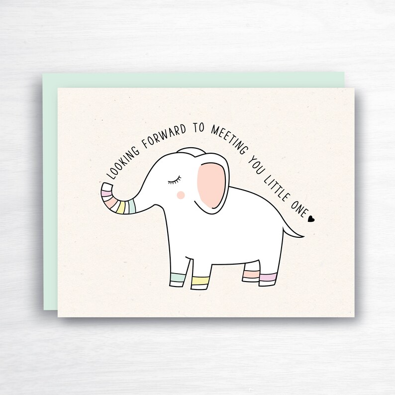 Baby Card New Baby Card Baby Shower Card Elephant Baby Card Baby Girl Card Baby Boy Card Neutral Baby Card