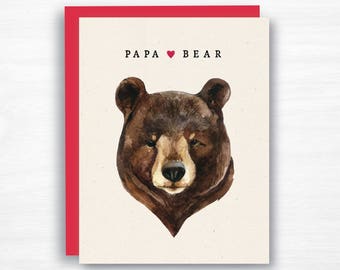Papa Bear Card - Father's Day Card - Dad Card - Watercolor Father's Day Card - Dad Birthday Card - Papa Card - Dad Card from Kids