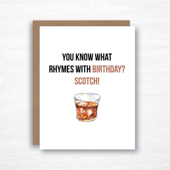 Scotch Birthday Card Bourbon Card Funny Birthday Card Etsy
