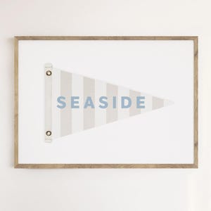 Nautical Flag Art, Coastal Nursery Art, Printable Wall Art, Seaside Decor, Coastal Home Decor, Beach House Art, Striped Pennant Illustration