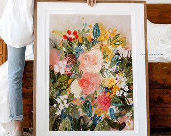 Colourful Floral Bouquet Print: Modern Abstract Wall Art (Digital Download)
