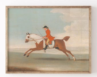 Equestrian Rider Print: Vintage Horse and Jockey Wall Art (Digital Download)