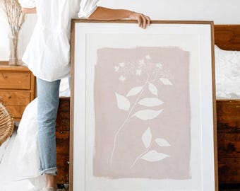 Blush Pink Botanical Print - Minimalist Floral Wall Art (Digital Download)