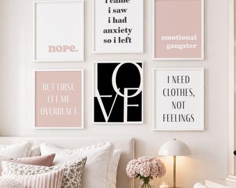 Teen Girl Sarcastic Quotes Print Set:  Funny Typography Wall Art  (Digital Download)
