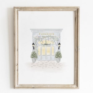 Parisian Flower Shop Print, Floral Wall Art, Printable Wall Art, French Boutique Wall Art, Neutral Home Decor, Paris Wall Art Print