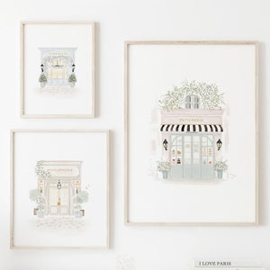 French Bakery Wall Art, Paris Cafe Print Set, Printable Wall Art, Parisian Watercolor Prints, French Market Art Prints, European Shop Prints