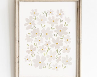 Modern Daisy Wall Art: Illustrated Botanical Flower Print (Digital Download)