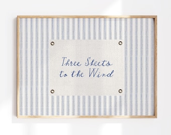 Coastal Typography Print - 'Three Sheets to the Wind' Cocktail Wall Art (Digital Download)