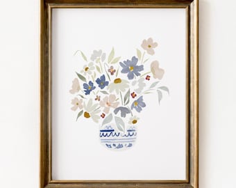Wildflower Bouquet Watercolor Print - Floral Wall Art (Digital Download)