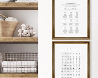Laundry Room Wall Art, Minimalist Laundry Prints, Printable Wall Art, Laundry Room Decor, Black and White Prints, Cleaning Guide Art