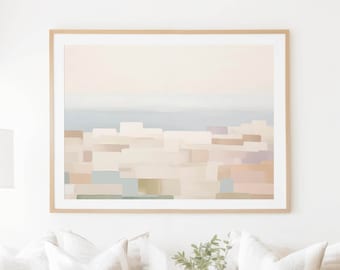 Abstract Seascape Painting, Neutral Beach Wall Art, Printable Wall Art, Coastal Abstract Painting, Geometric Wall Art, Abstract Coastal Art