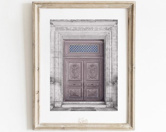 Lámina artística de puerta francesa: Decoración de pared arquitectónica neutra (descarga digital)