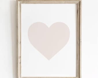 Soft Pink Heart Wall Art: Minimalist Girls Room Decor