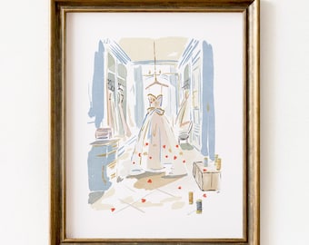Paris Boutique Gown Wall Art: Couture Fashion Illustration Print (Digital Download)
