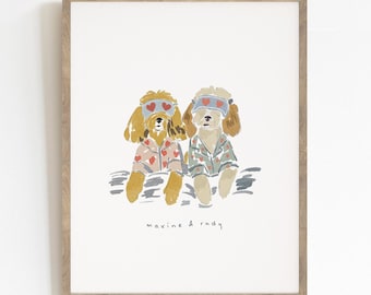 Personalized Hand-Drawn Portraits for Two Pets - Custom Keepsake Illustration (Digital Download)