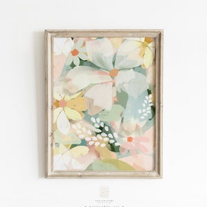 Daisy Wall Art Print, Printable Wall Art, Abstract Floral Art, Modern Flower Decor, Girls Room Artwork, Boho Botanical Print, Pastel Art