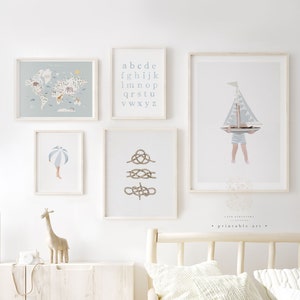 Kids Coastal Nursery Wall Art: Boys Print Set of 5
