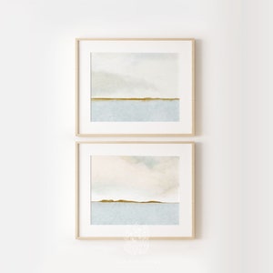 Coastal Wall Art, Printable Wall Art, Landscape Print Set, Watercolor Lake Print, Cottage Decor, Bathroom Art, Coastal Nursery Wall Art