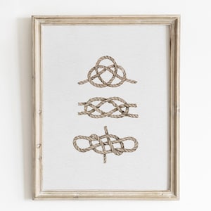 Sailing Knot Wall Art, Nautical Watercolor Print, Printable Wall Art, Boys Room Decor, Coastal Wall Art, Boat Rope Art Print