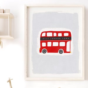 Stampa per bambini a tema autobus londinese: autobus a due piani rosso (download digitale)
