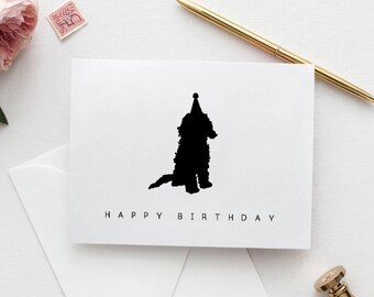 Dog Birthday Card, Printable Birthday Card, Cute Printable Card, Black White Birthday Cards, Digital Card, Labradoodle Card, Puppy Party