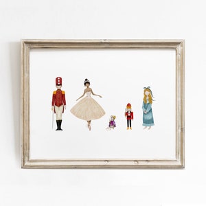 Conjunto de personajes del ballet Cascanueces: Colección de arte mural navideño caprichoso