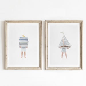 Boys Bathroom Wall Art, Toddler Bathroom Decor, Printable Wall Art, Nautical Kids Prints, Bathtime Poster Set, Coastal Nursery Art