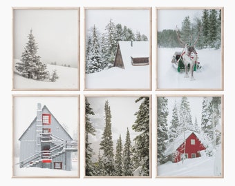 Winter Print Set, Winter Wall Art, Holiday Decor Set, Holiday Wall Art, Winter Printable Wall Art, Reindeer Print, Cabin Print, Art Set