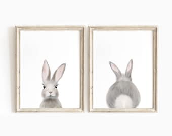 Bunny Wall Art, Printable Wall Art, Nursery Wall Art, Bunny Nursery Decor, Bunny Printable, Set of 2 Prints, Baby Animal Prints, Nursery Art