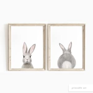 Bunny Wall Art, Printable Wall Art, Nursery Wall Art, Bunny Nursery Decor, Bunny Printable, Set of 2 Prints, Baby Animal Prints, Nursery Art