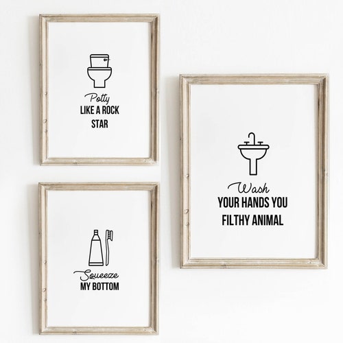 Bathroom Wall Decor PRINTABLE Art Funny Bathroom Art They - Etsy