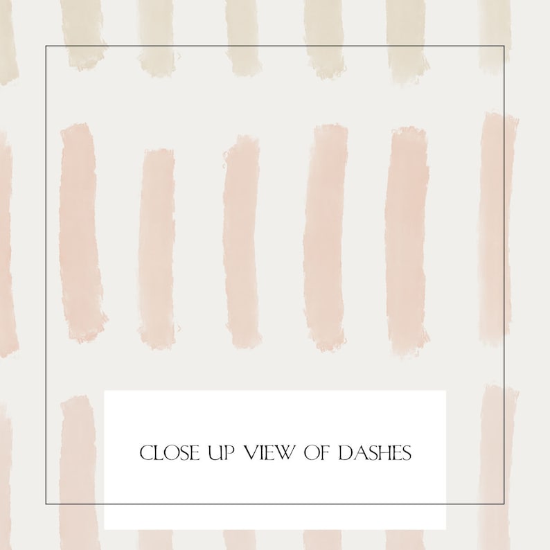 Close-up of minimalist pattern print with soft pastel stripes in beige, pink, and peach, framed for a gender-neutral nursery or modern playroom.
