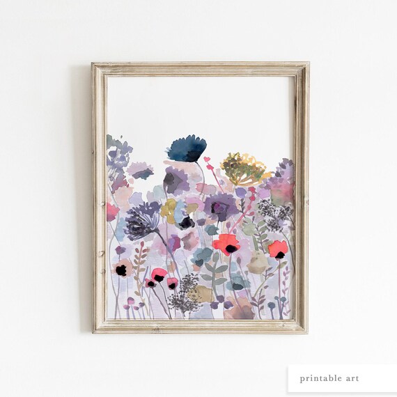 Wildflower Wall Art Floral Wall Art Watercolor Print Floral | Etsy