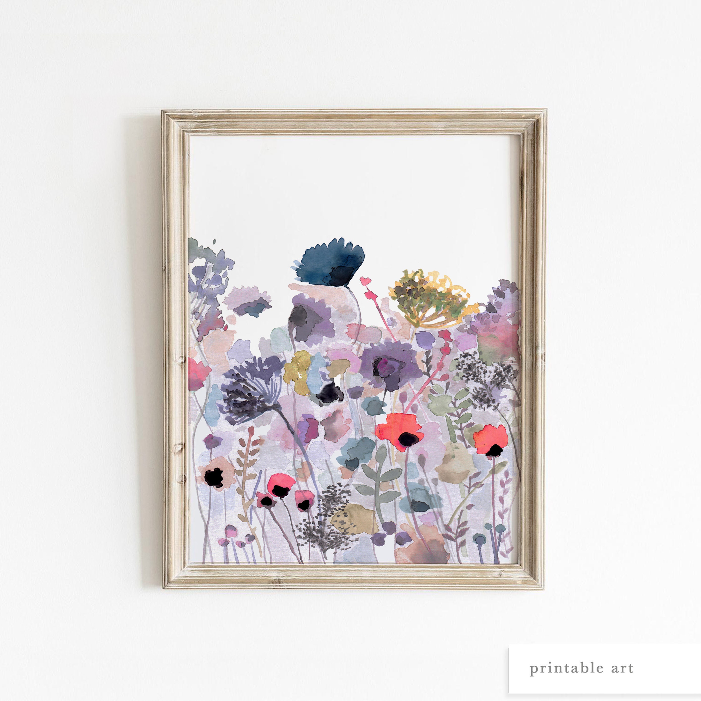 Digital art print printable floral bouquet 8.5x11 watercolor