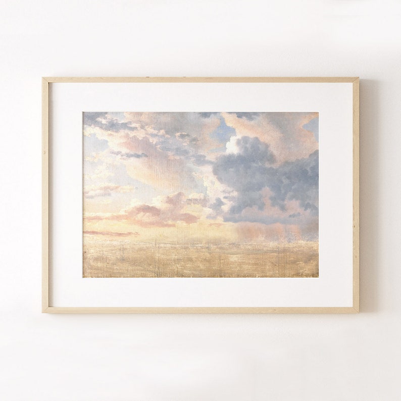 Cloud Painting, Vintage Landscape Print, Printable Wall Art, Vintage Art Print, Vintage Cloud Print, Cloud Oil Painting, Antique Art zdjęcie 7