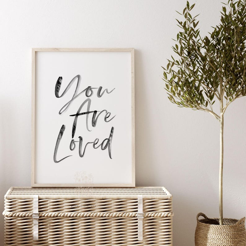 Black and White Love Typography Wall Art: Minimalist Nursery Quote image 2