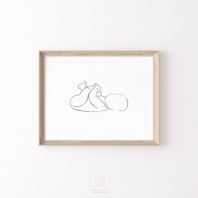 Baby Holding Toes Line Drawing Print: Minimalist Newborn Wall Art (Digital Download) image 3
