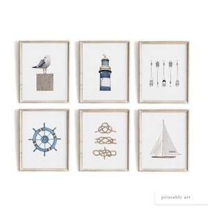 Nautical Wall Art, Coastal Wall Art, Watercolor Print, Nautical Decor, Nautical Nursery Wall Art, Printable Wall Art, Coastal Print Set