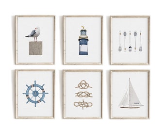 Maritime Wandkunst, Küstenwandkunst, Aquarelldruck, Maritime Dekoration, Nautische Kinderzimmerwand, druckbare Wandkunst, Küstendruckset