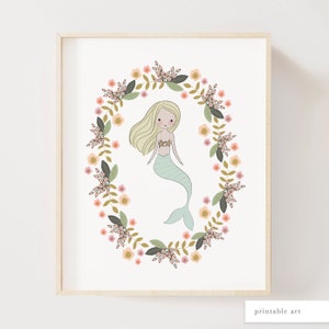 Mermaid Art Print, Printable Art, Mermaid Print, Mermaid Art, Mermaid Wall Art, Mermaid Printables, Mermaid Printable Sign, Mermaid Artwork image 4