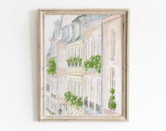 Paris Watercolour Print, Paris Wall Art, Printable Wall Art, Travel Wall Art, Cityscape Painting, City Watercolour Art, Paris Wall Decor