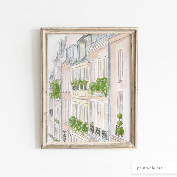 Parijs aquarel print, Parijs kunst aan de muur, afdrukbare muur kunst, kunst aan de muur reizen, stadsgezicht schilderij, stad aquarel kunst, Parijs muur decor