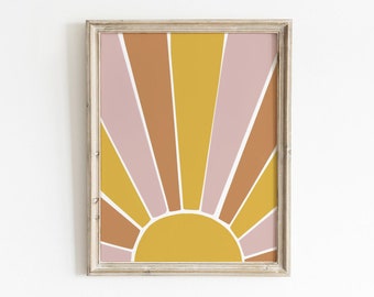 Sunshine Wall Art, Nursery Wall Art, Printable Wall Art, Sunburst Wall Art, Abstract Sunset Print, Modern Sunshine Print, Sunshine Printable