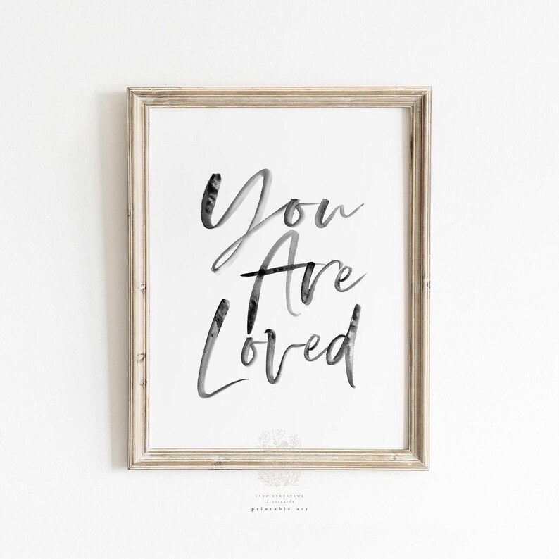 Black and White Love Typography Wall Art: Minimalist Nursery Quote image 1