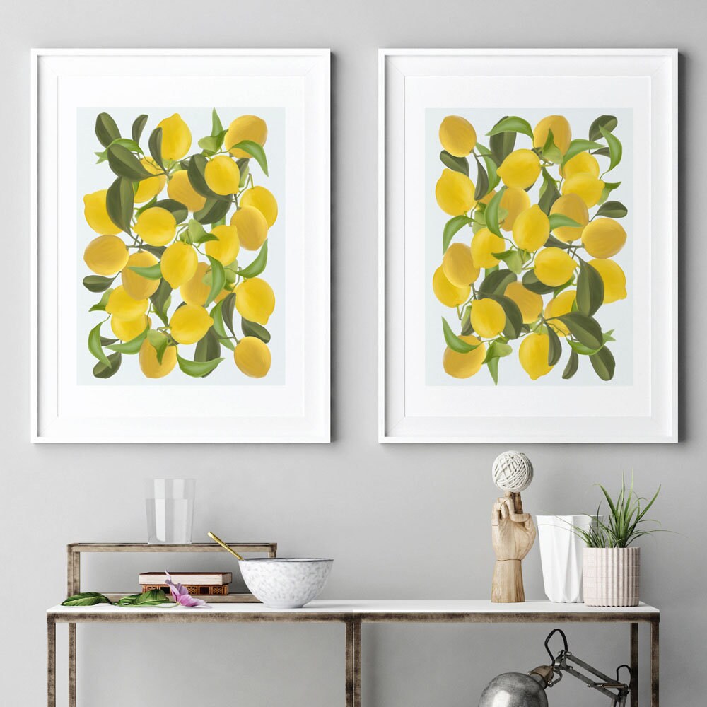 Lemon Print Printable Wall Art Lemon Decor Lemon Wall Art | Etsy