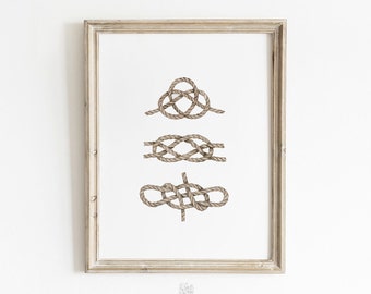 Nautische knopen muur decor, kunst aan de muur kinderkamer, afdrukbare muur kunst, kunst aan de muur zeilen, decor nautische kinderdagverblijf, kinderen nautische kunst, knoop kunst aan de muur